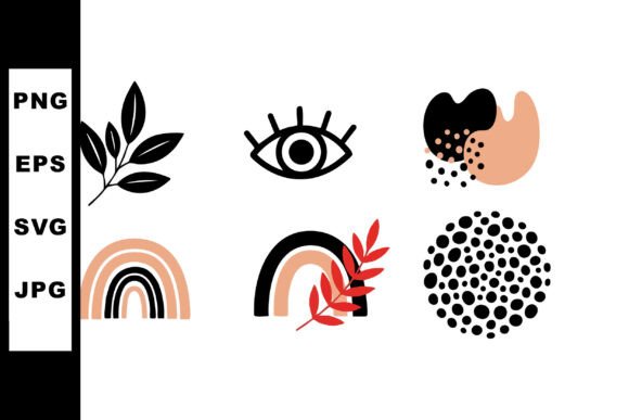 Abstract Black & Beige Boho Shapes Graphics
