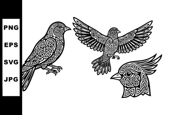 Bird Silhouette Tribal Pattern Set: Graphics & Illustrations