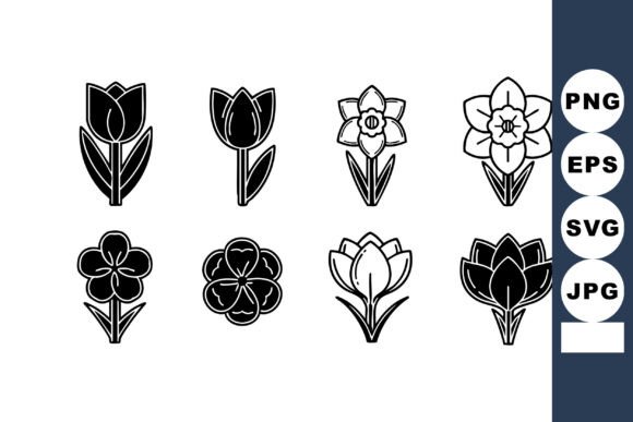 Black and White Tulip Graphics & Illustrations