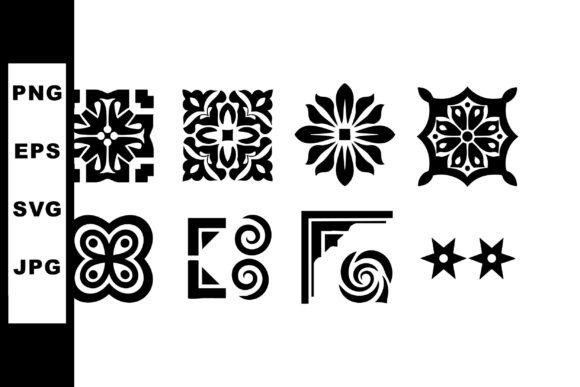 Black Ornamental Geometric Shapes and Fl Graphics