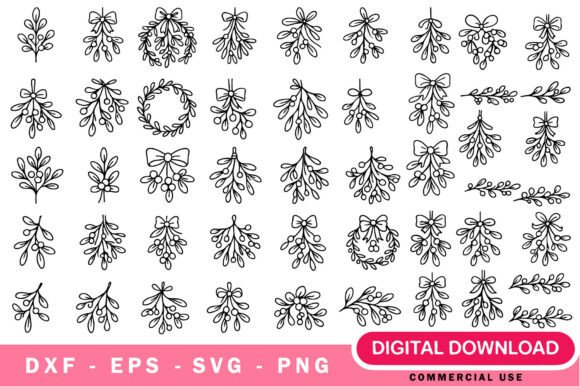 Christmas Mistletoe SVG Bundle: Graphics & Illustrations