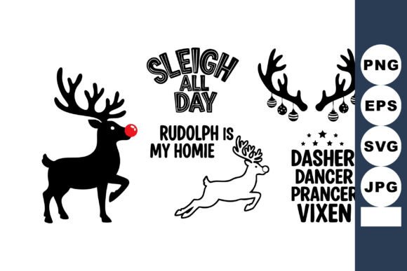 Christmas Reindeer Rudolph Illustration: Graphics & Illustrations for Festive Branding