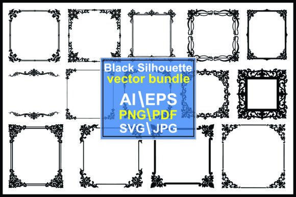 Collection of Silhouette Border Frame: Graphics & Illustrations