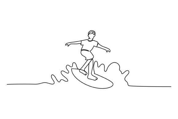 Continuous Line Man Surfing: Graphics & Illustrations Review
