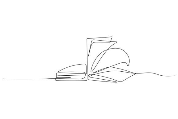 Continuous Line Open Book Illustration Graphics Review