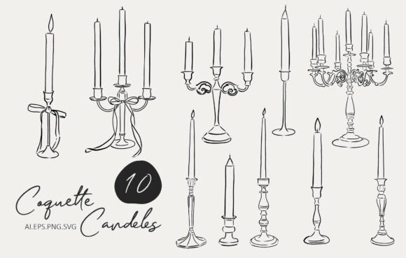 Coquette Candles Clipart: Elegant Graphics & Illustrations for Branding
