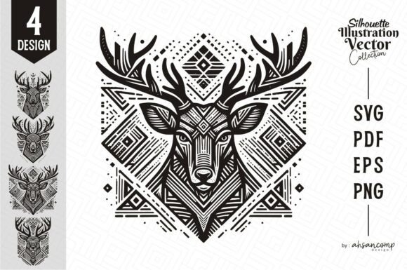 Deer Head Woodcut Engraving Vector 1: Graphics & Illustrations Review