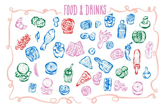 Hand Drawn Food and Drinks Collection: Graphics & Illustrations