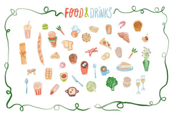Hand-Drawn Food Graphics & Illustrations