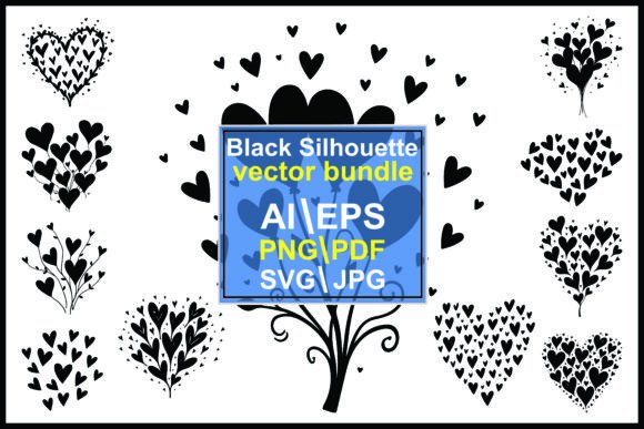 Heart Shape Flower Silhouette Vector: Graphics & Illustrations for Brand Warmth