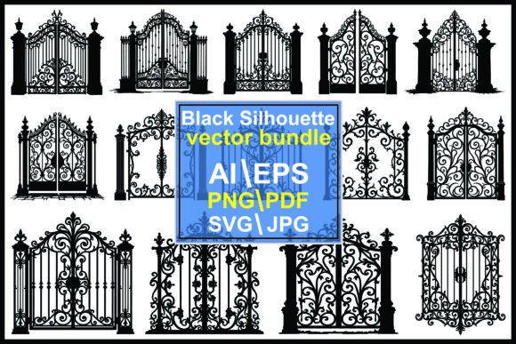 Ornate Wrought Iron Gates Silhouettes