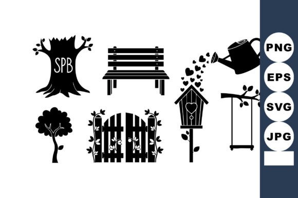 Park Tree Bench Nature Vector: Graphics & Illustrations
