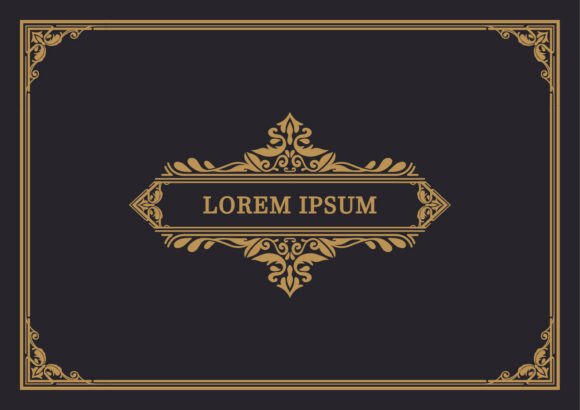 Premium Golden Invitation Frame: Graphics & Illustration