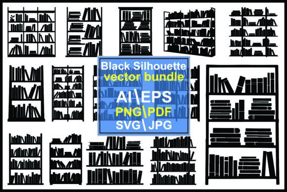 Silhouette Bookshelves Graphics & Illustrations