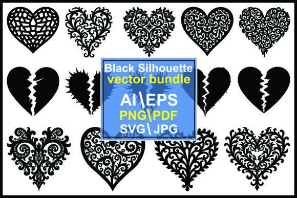 Silhouette Heart Shape Graphics & Illustrations
