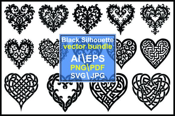 Silhouette Hearts Bundle: Graphics & Illustrations