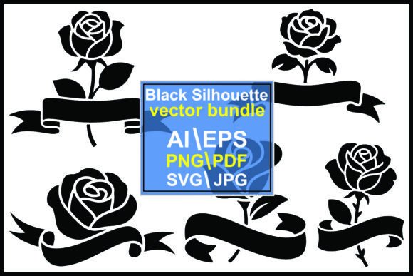Silhouette Rose Ribbon Graphic Elements: Graphics & Illustrations