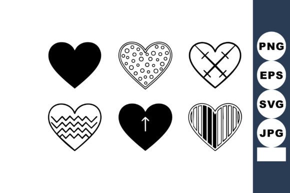Six Unique Heart Icons Design with Varie: Graphics & Illustrations