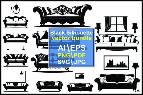 Sofa Silhouettes Graphics & Illustrations