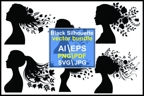 Woman with Flower in Her Hair Graphics & Illustrations